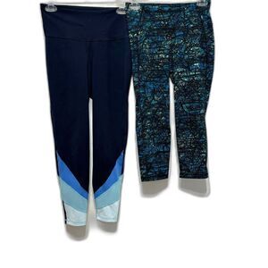 Old Navy Legging 2 Pairs Active Go Dry Navy Blue Crop High Rise Womens sz Small